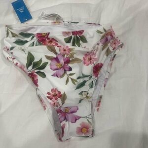 Cupshe Floral Bikini Bottom with Pink and Green Accents